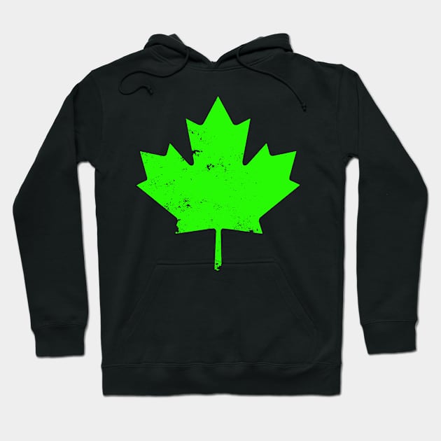 Green Distressed Canada Maple Leaf Hoodie by DazzlingApparel